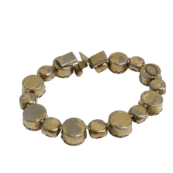 Regency Vintage Crystal Rhinestone Tennis Bracelet Carnival Glass Black Tones - Picture 8 of 8